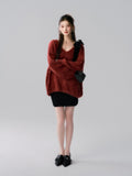 Lafreedom LAF34101 Oneside Bow Sweater -red