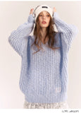 AsGony ASG24552 Blue Knit Sweater