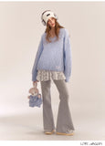 AsGony ASG24552 Blue Knit Sweater