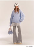 AsGony ASG24552 Blue Knit Sweater