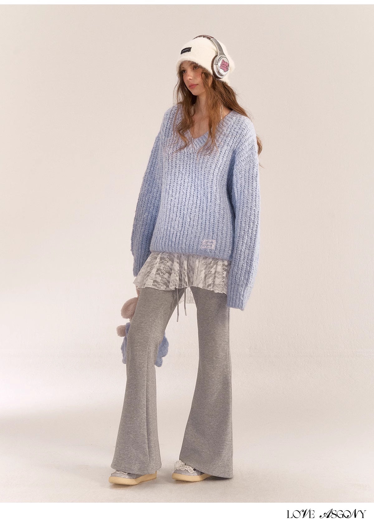 AsGony ASG24552 Blue Knit Sweater