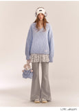 AsGony ASG24552 Blue Knit Sweater