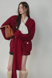 Lafreedom Red Knit Cardigan(with scarf)