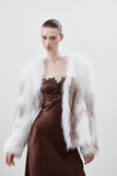 LJOS Gradient Brown and White Fur Coat