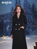 MAIDIREMAI MDM244MI1222 Black Slim Waist Maxi Coat