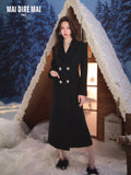 MAIDIREMAI MDM244MI1222 Black Slim Waist Maxi Coat