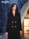 MAIDIREMAI MDM244MI1222 Black Slim Waist Maxi Coat