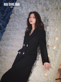 MAIDIREMAI MDM244MI1222 Black Slim Waist Maxi Coat