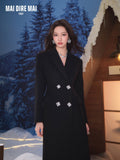 MAIDIREMAI MDM244MI1222 Black Slim Waist Maxi Coat