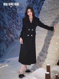 MAIDIREMAI MDM244MI1222 Black Slim Waist Maxi Coat