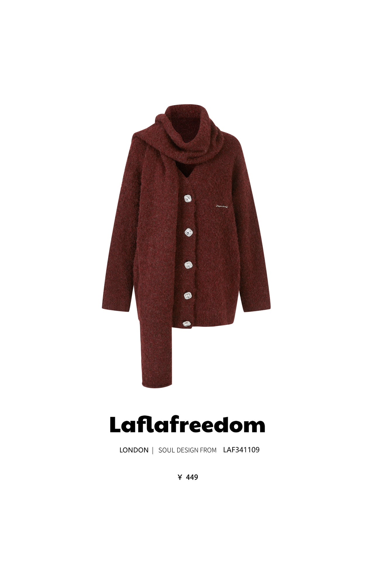 Lafreedom LAF341109 Red Cardigan (with scarf)