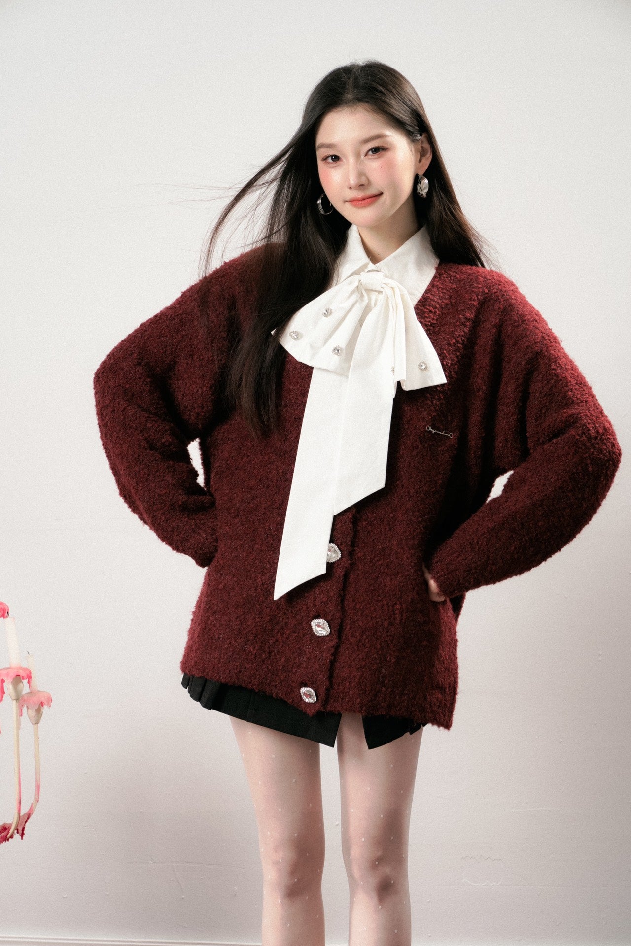 Lafreedom LAF341109 Red Cardigan (with scarf)