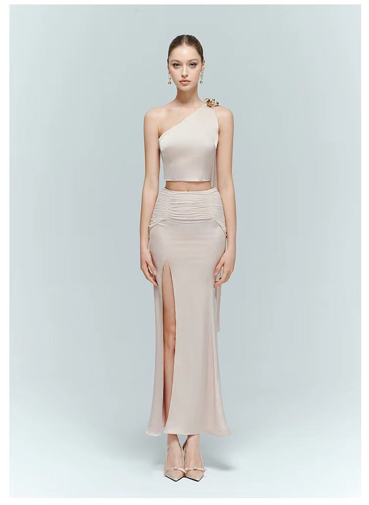 Artel Retro AR-24AW-T007&AR-24AW-S002 Pink silk ribbon vest + skirt set
