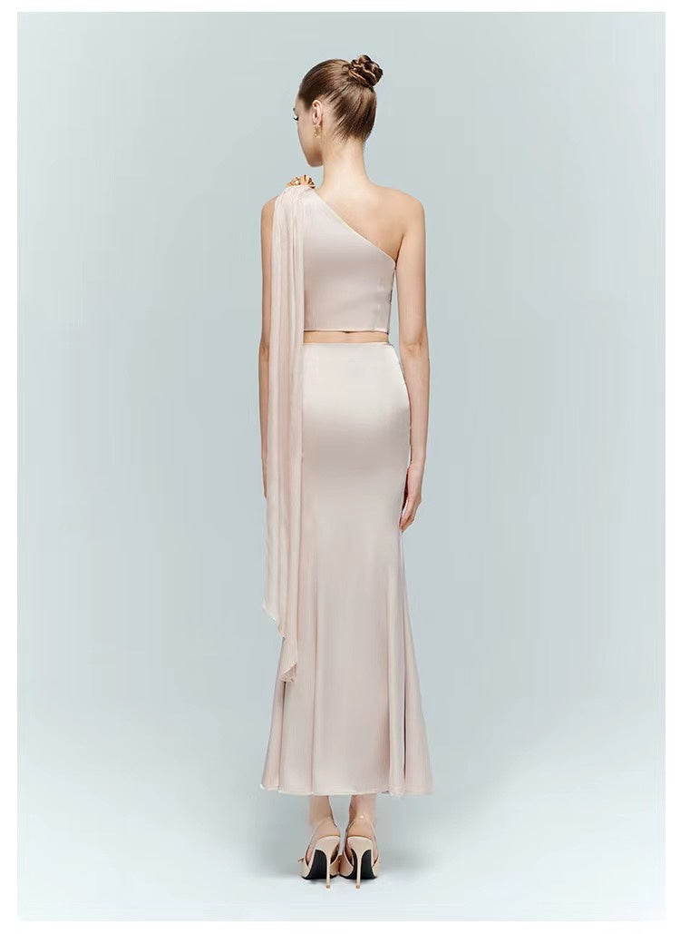 Artel Retro AR-24AW-T007&AR-24AW-S002 Pink silk ribbon vest + skirt set