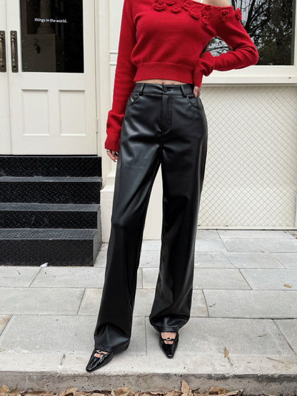 West.Y One-shoulder Top &amp; Slim-fit Leather Pants