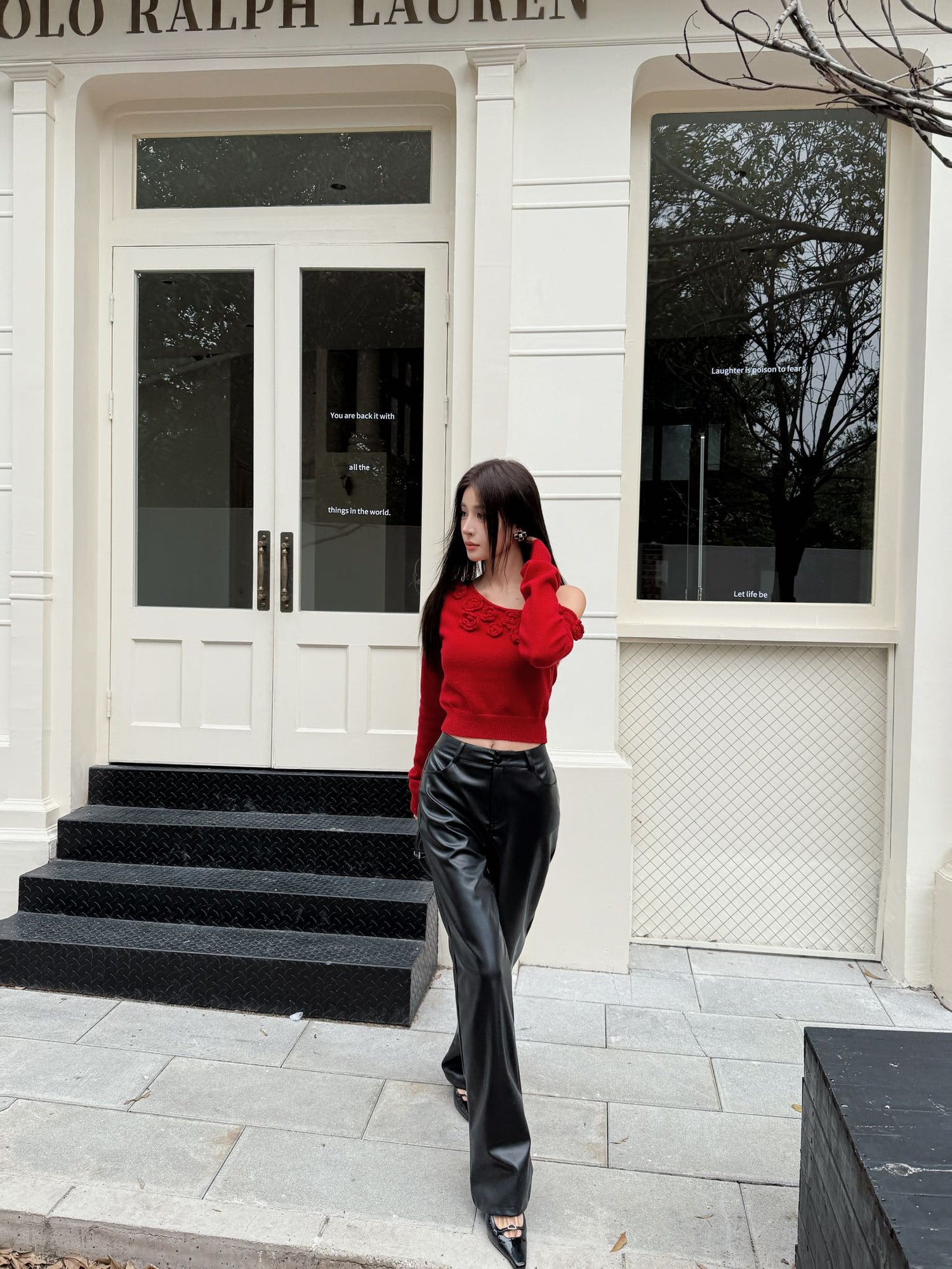 West.Y One-shoulder Top &amp; Slim-fit Leather Pants