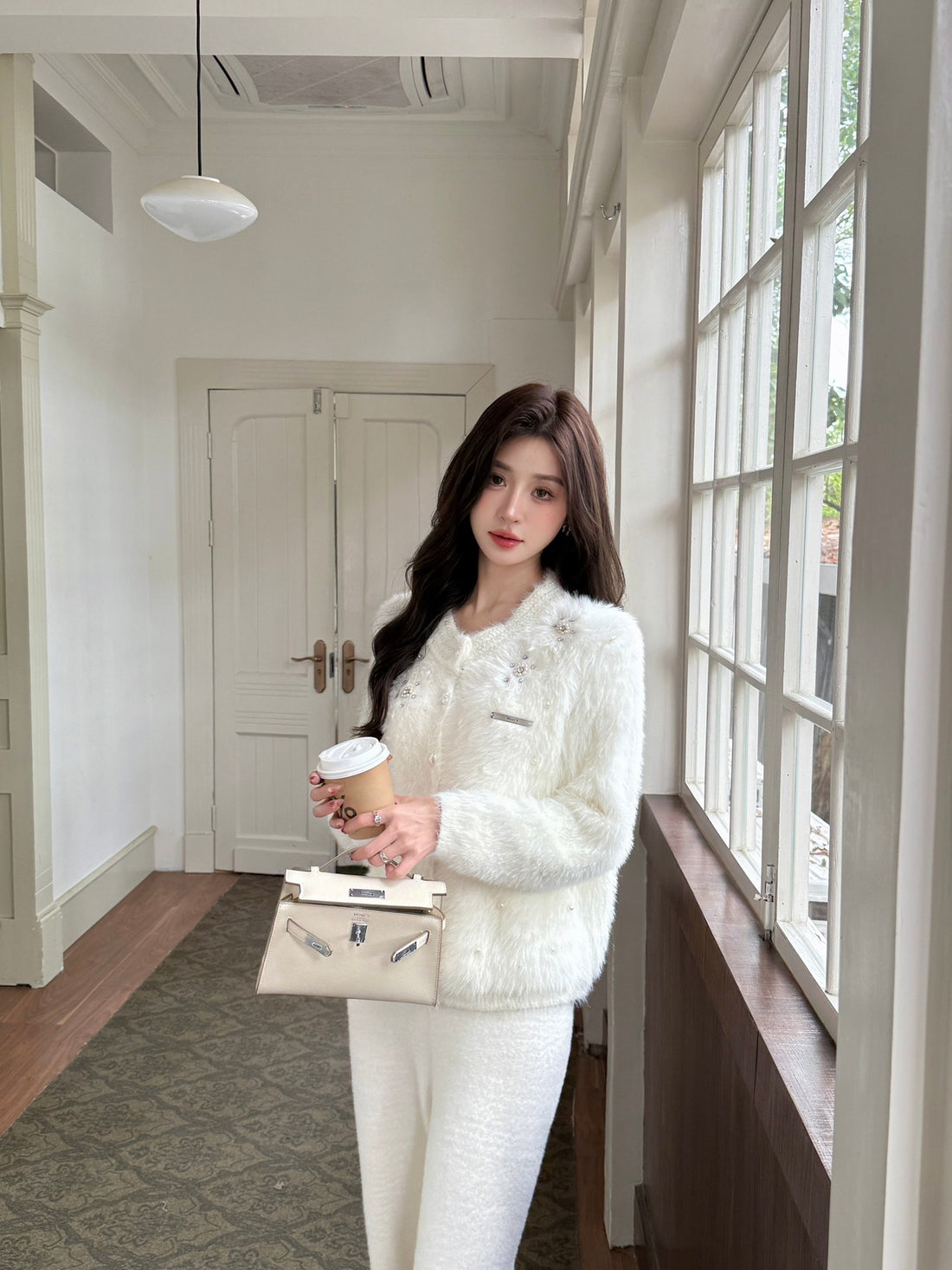 West.Y Mink Fur Cardigan &Mink Knit Pants