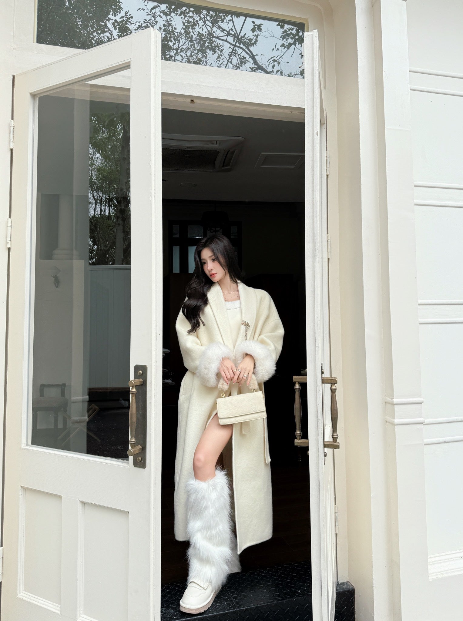 West.Y Cream White Maxi Coat