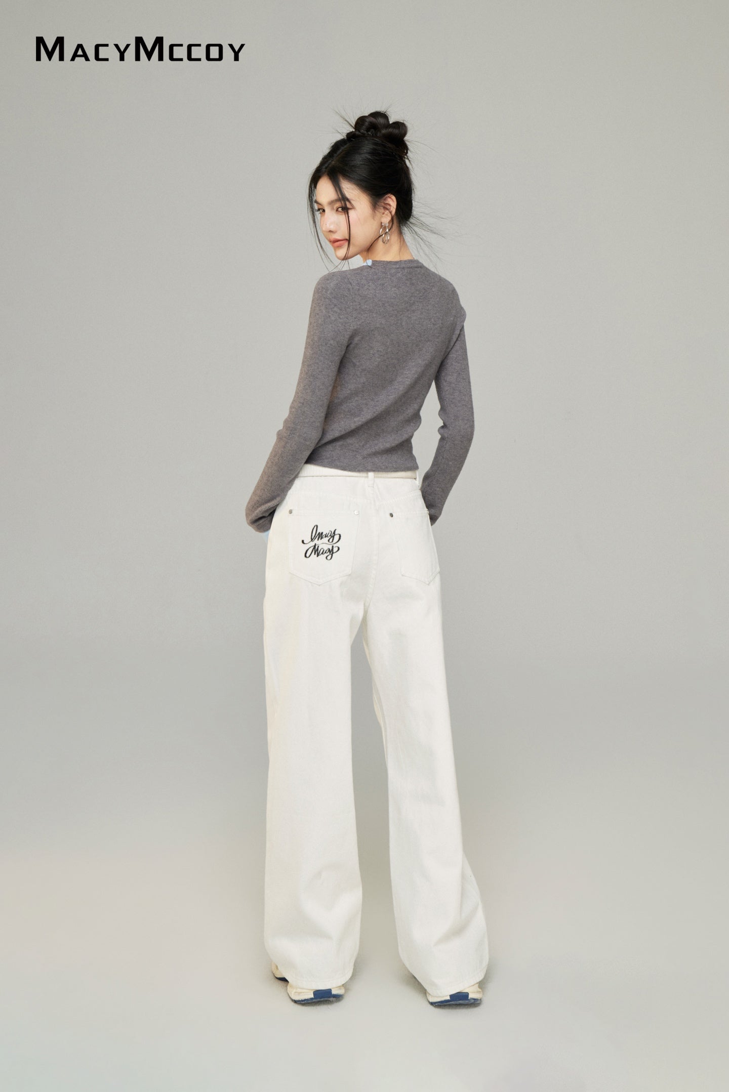 Macy Mccoy  sale MMC2025006 Fake two V-neck knitted top