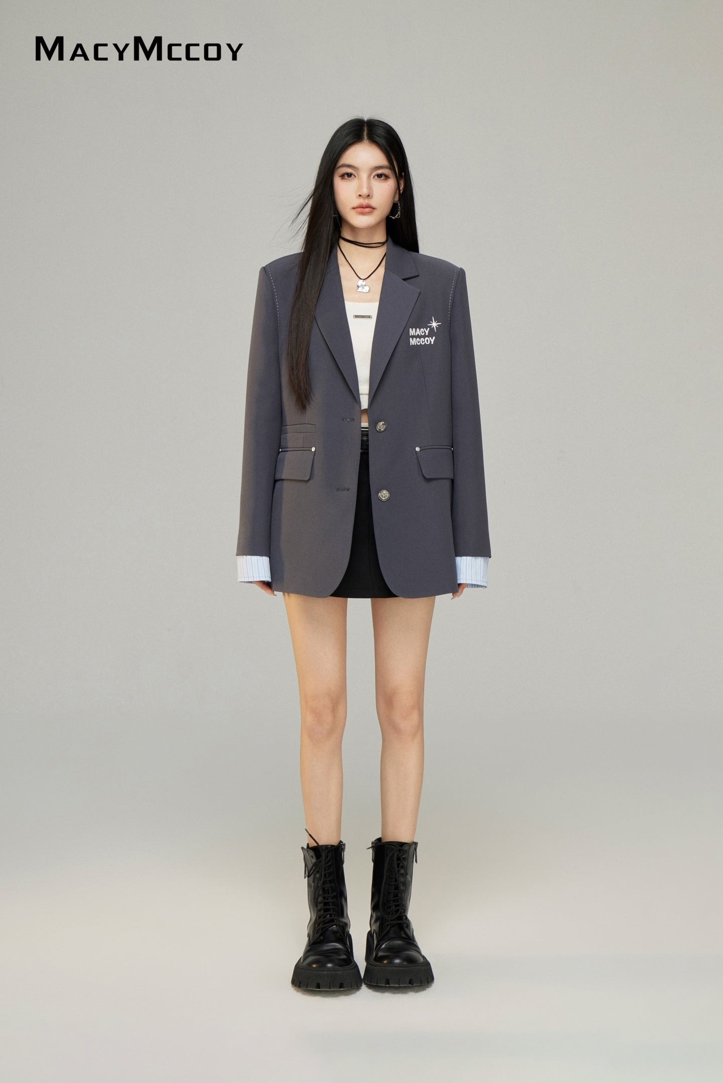 Macy Mccoy  MMC2025002 Embroidered suit jacket (2color)