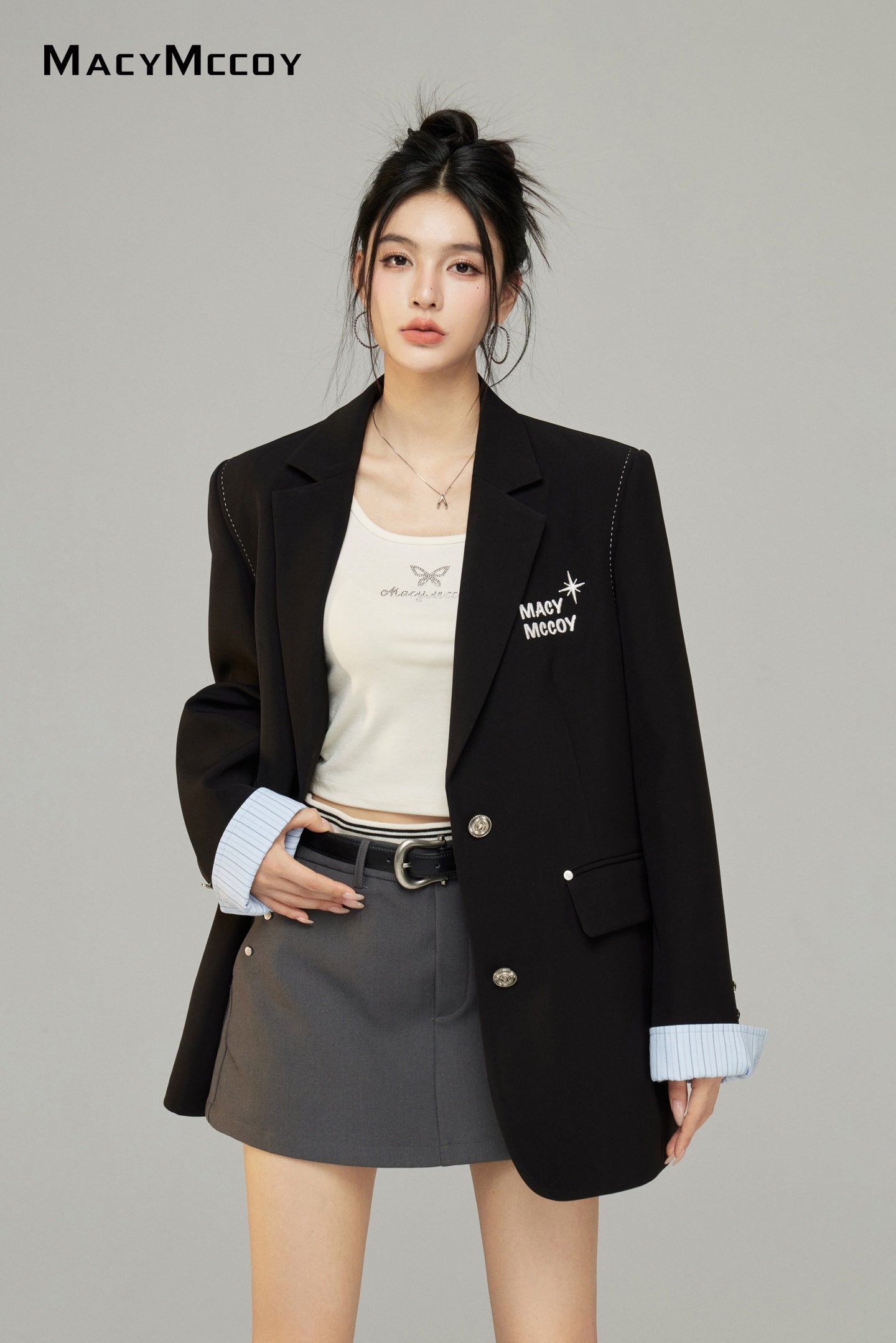 Macy Mccoy  MMC2025002 Embroidered suit jacket (2color)