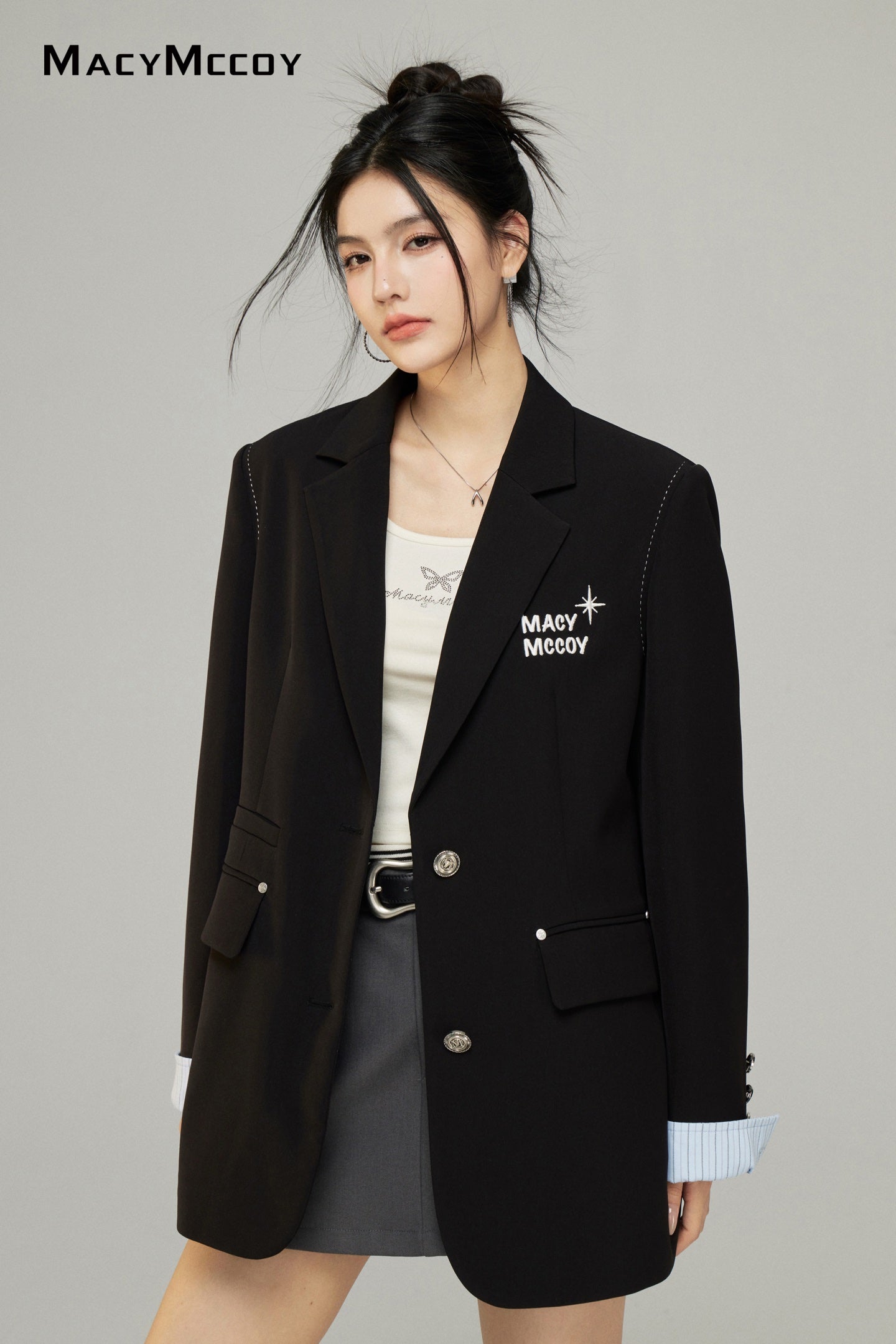 Macy Mccoy  MMC2025002 Embroidered suit jacket (2color)