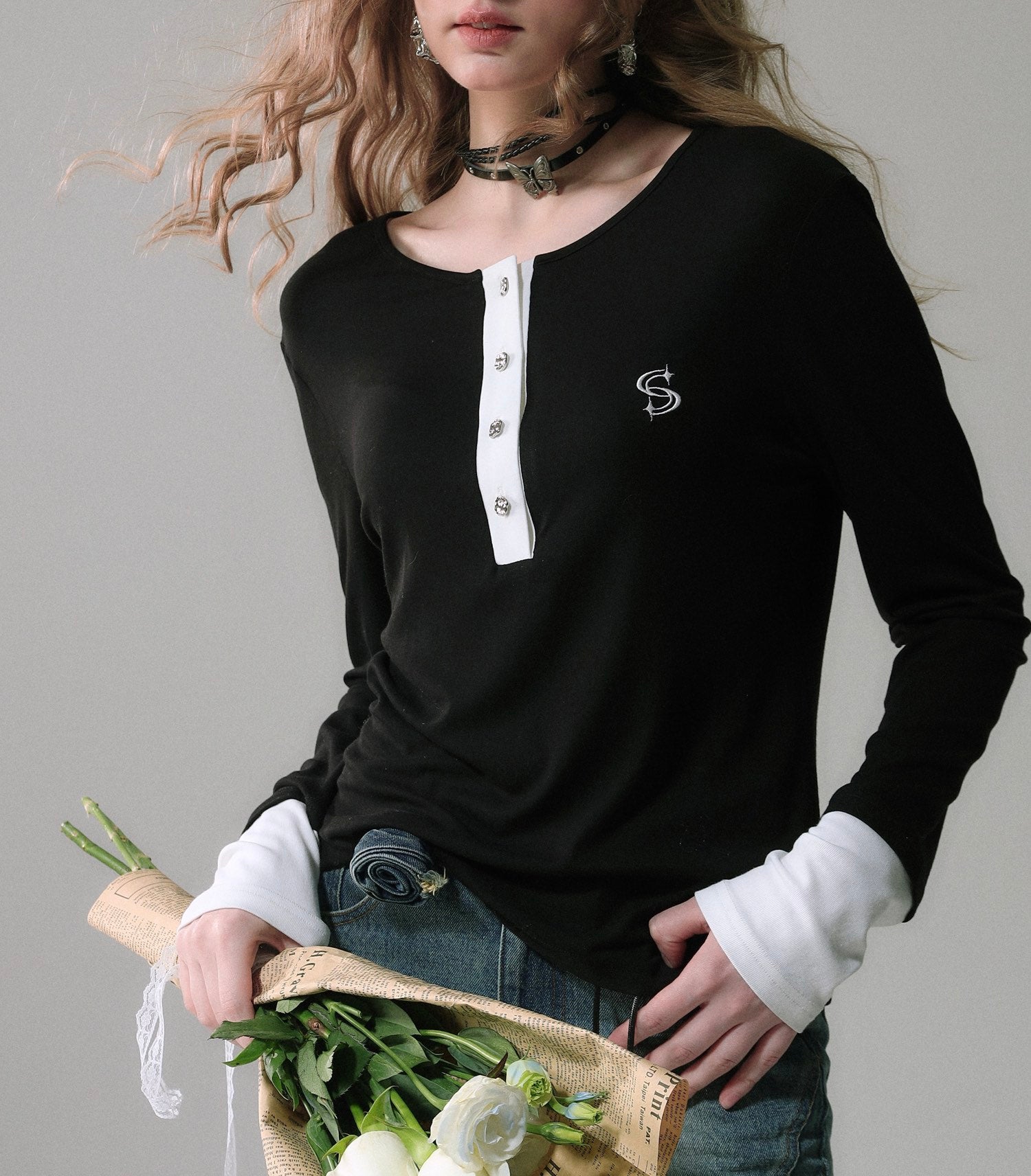 Lafreedom SALE LAF340302 Simple and versatile casual contrasting T-shirt