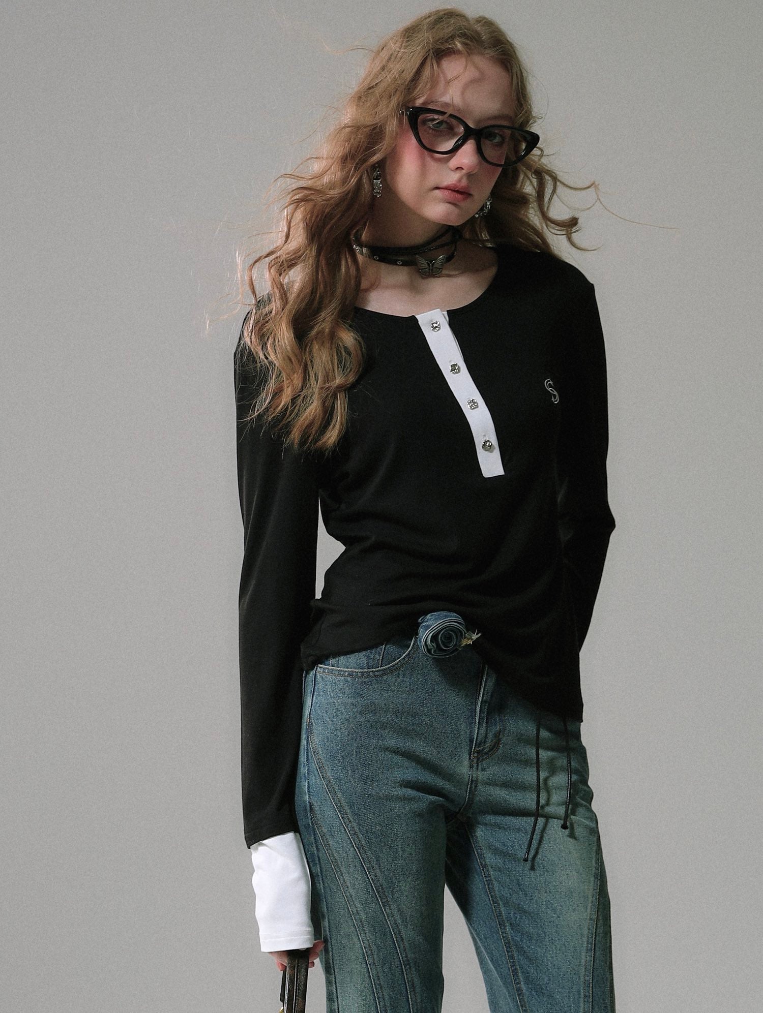 Lafreedom SALE LAF340302 Simple and versatile casual contrasting T-shirt