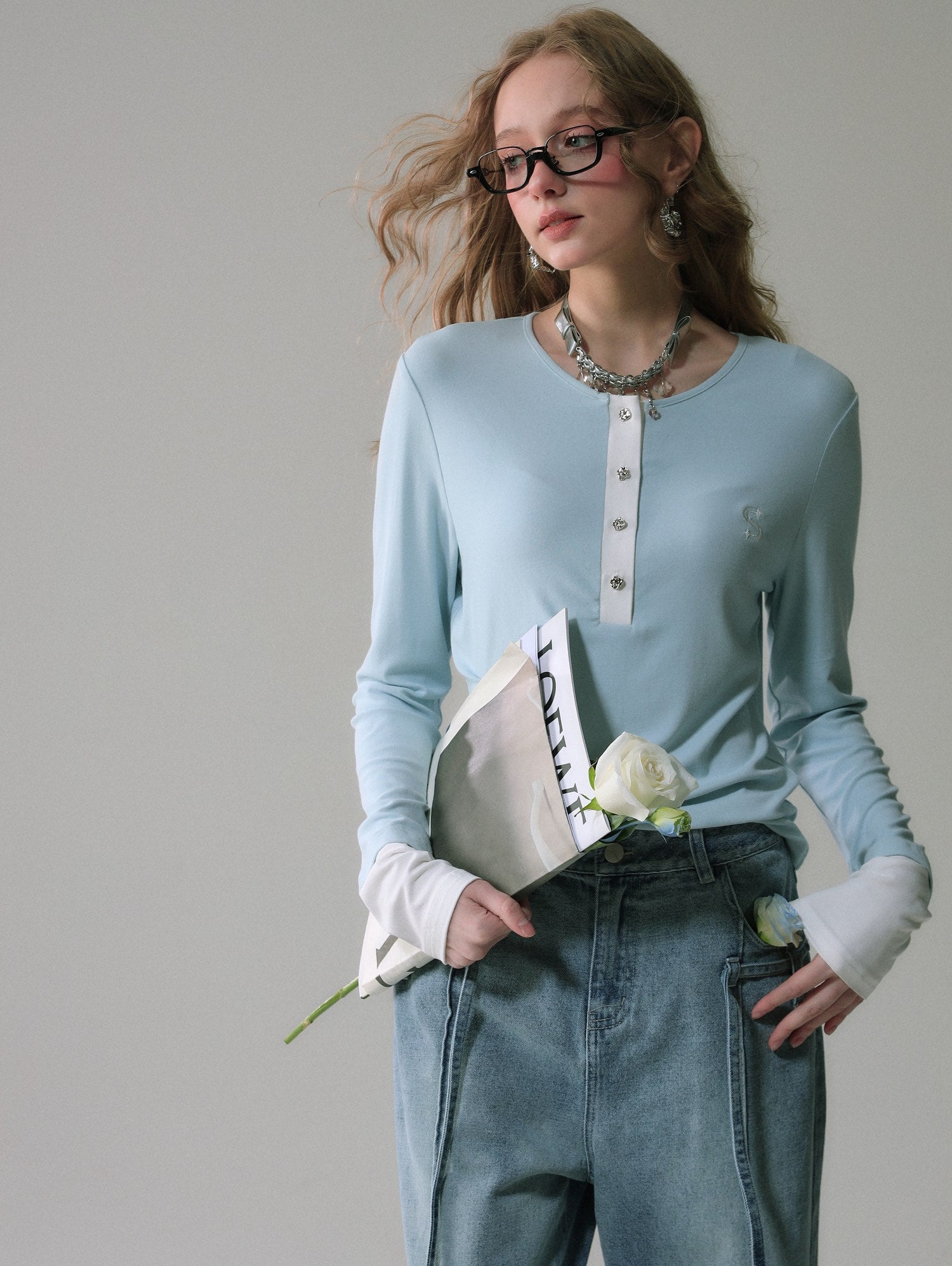 Lafreedom SALE LAF340302 Simple and versatile casual contrasting T-shirt