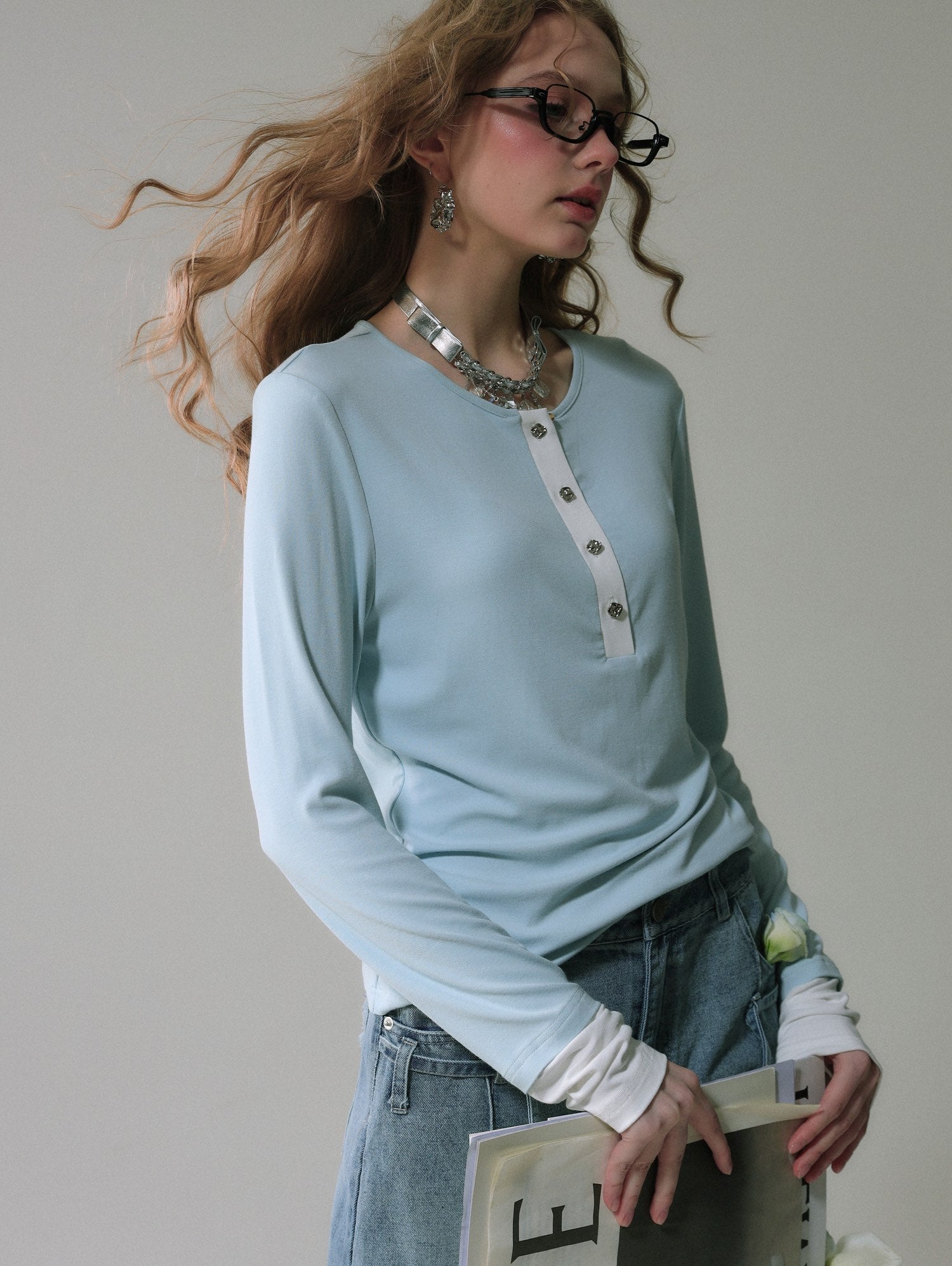 Lafreedom SALE LAF340302 Simple and versatile casual contrasting T-shirt