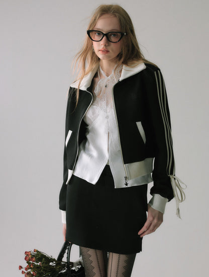 Lafreedom SALE LAF340209&amp;LAF340210 Casual contrasting color strap bow jacket + skirt