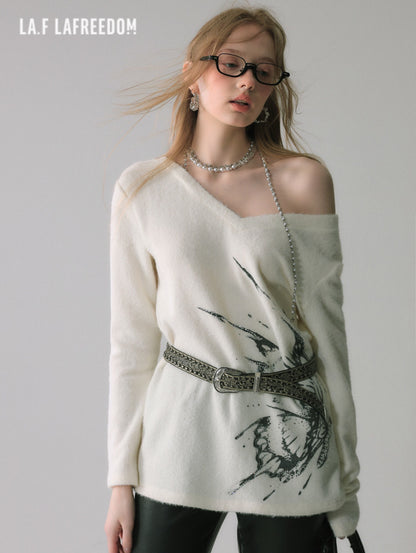 Lafreedom SALE LAF340111 Butterfly Chain Loose Knitted Top