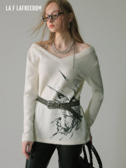 Lafreedom SALE LAF340111 Butterfly Chain Loose Knitted Top
