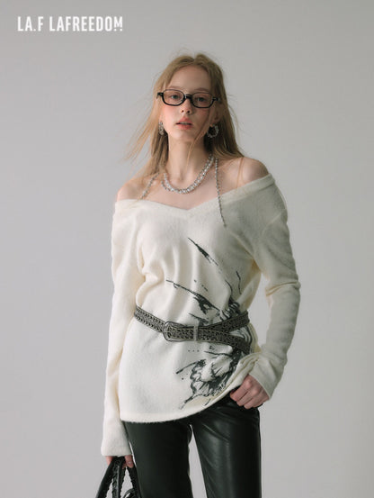 Lafreedom SALE LAF340111 Butterfly Chain Loose Knitted Top