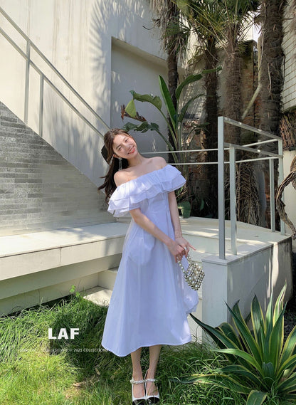 Lafreedom SALE LA220506 Off shoulder camisole dress (white)