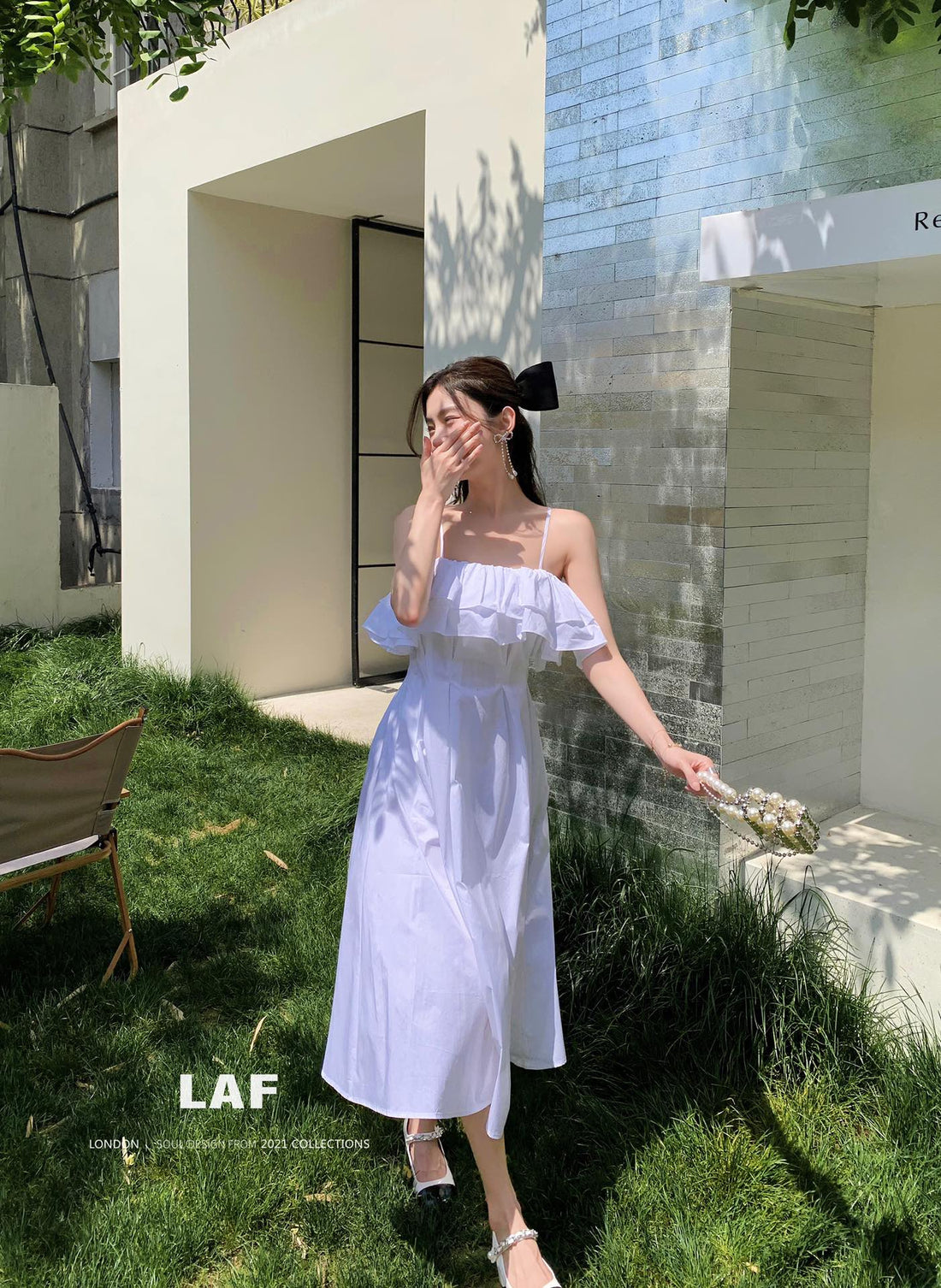 Lafreedom SALE LA220506 Off shoulder camisole dress (white)
