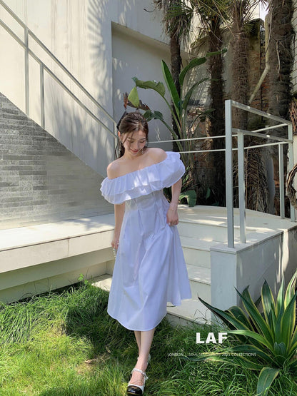 Lafreedom SALE LA220506 Off shoulder camisole dress (white)