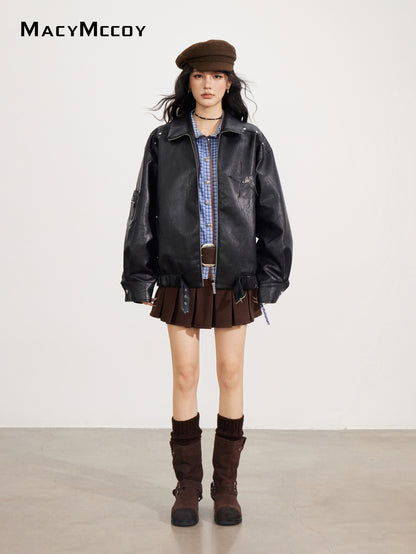 MacyMccoy MMC2025152 Slouchy Leather Jacket