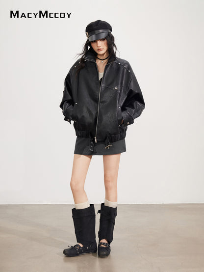 MacyMccoy MMC2025152 Slouchy Leather Jacket