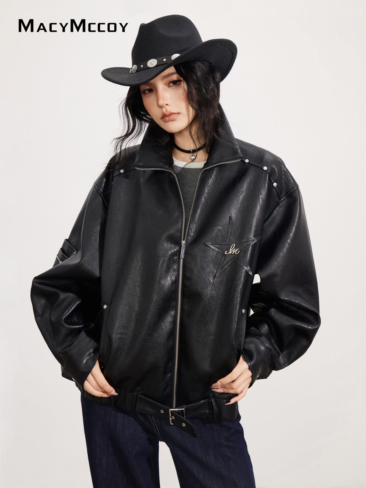 MacyMccoy MMC2025152 Slouchy Leather Jacket