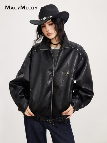 MacyMccoy MMC2025152 Slouchy Leather Jacket