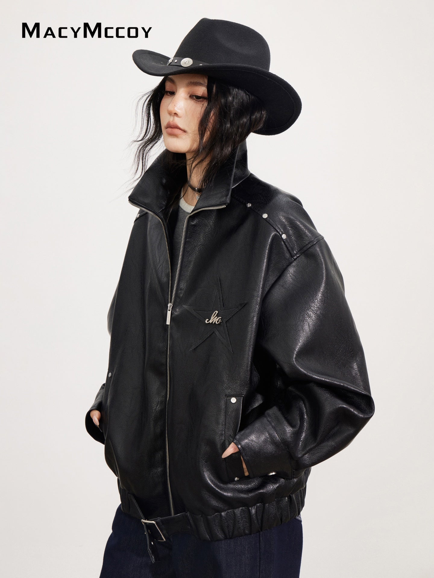 MacyMccoy MMC2025152 Slouchy Leather Jacket