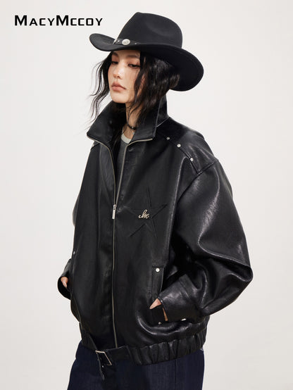 MacyMccoy MMC2025152 Slouchy Leather Jacket