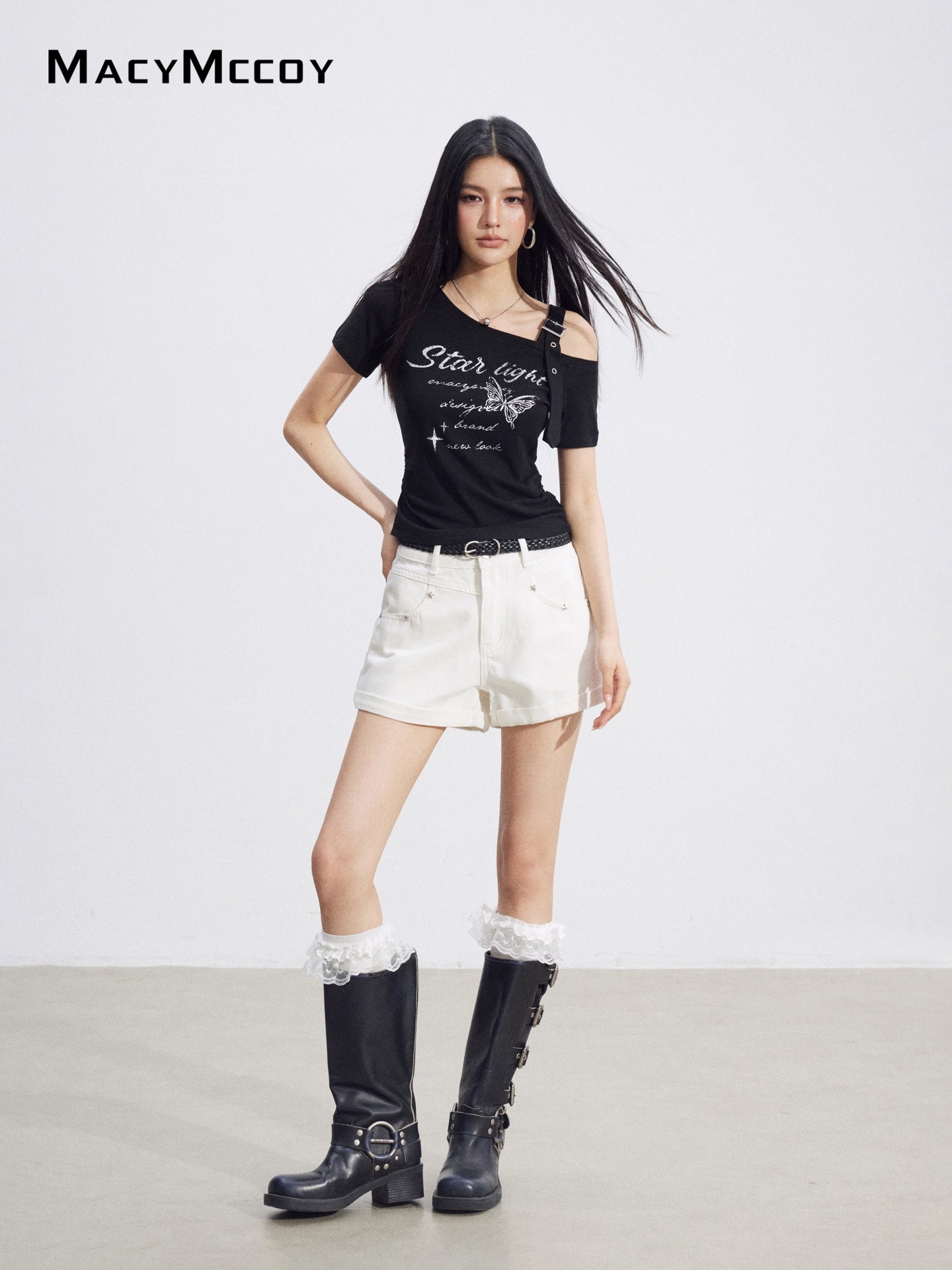MacyMccoy MMC2026096 Bow Embroidered Shorts(2color)