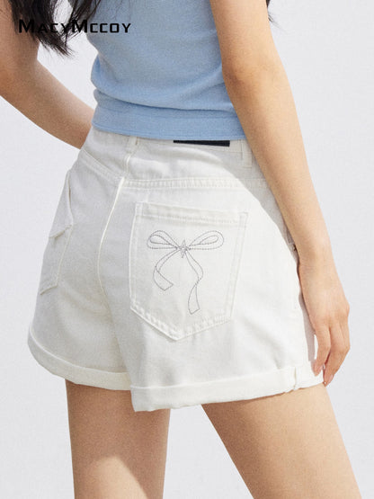 MacyMccoy MMC2026096 Bow Embroidered Shorts(2color)