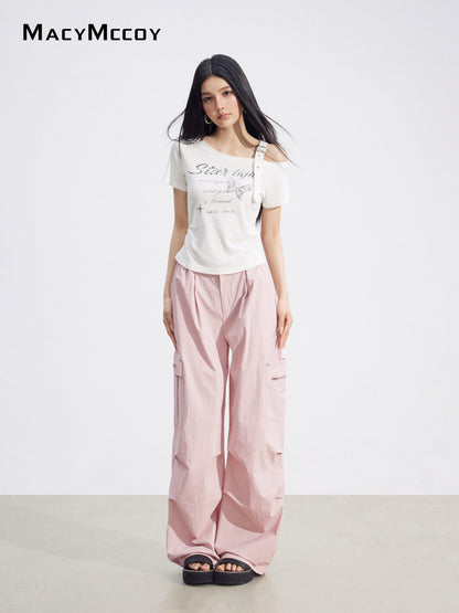 MacyMccoy MMC2026094 Off-Shoulder Butterfly Tee(2color)