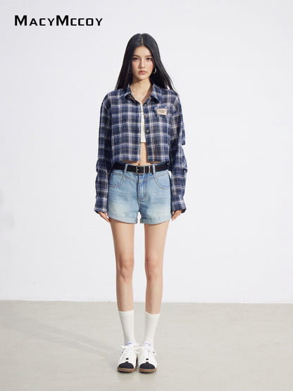 MacyMccoy MMC2026092 Cropped Plaid UV Shirt