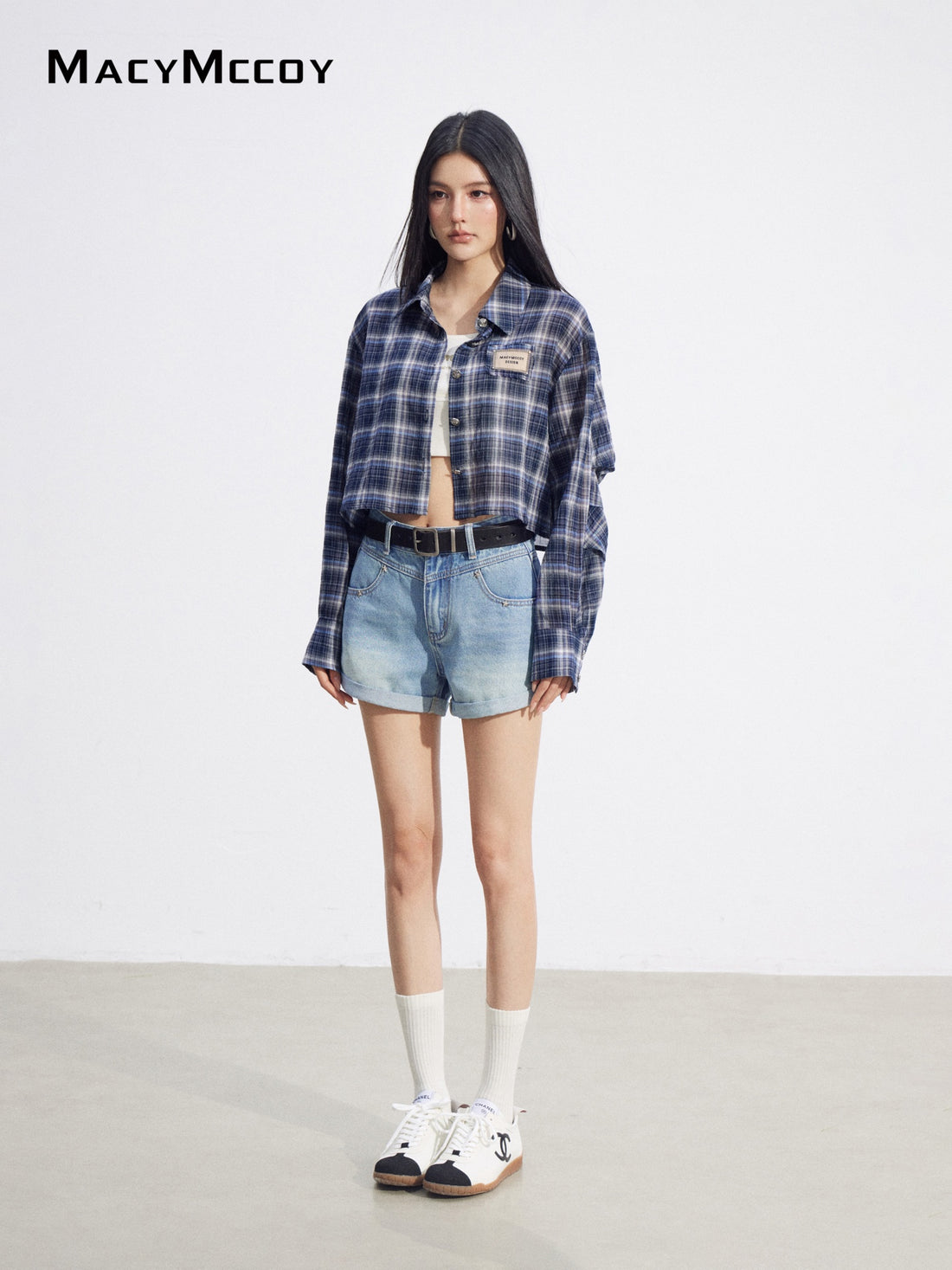 MacyMccoy MMC2026092 Cropped Plaid UV Shirt