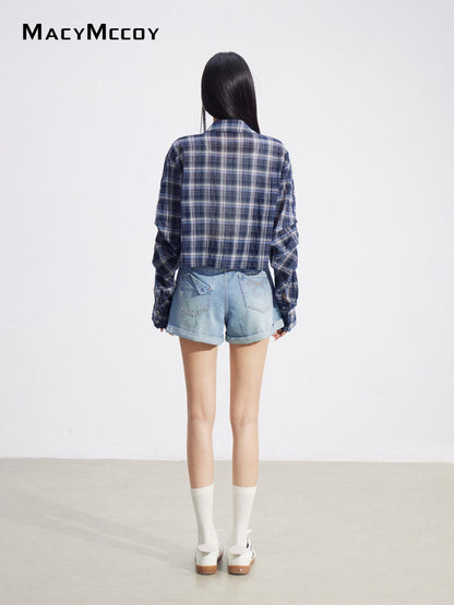 MacyMccoy MMC2026092 Cropped Plaid UV Shirt