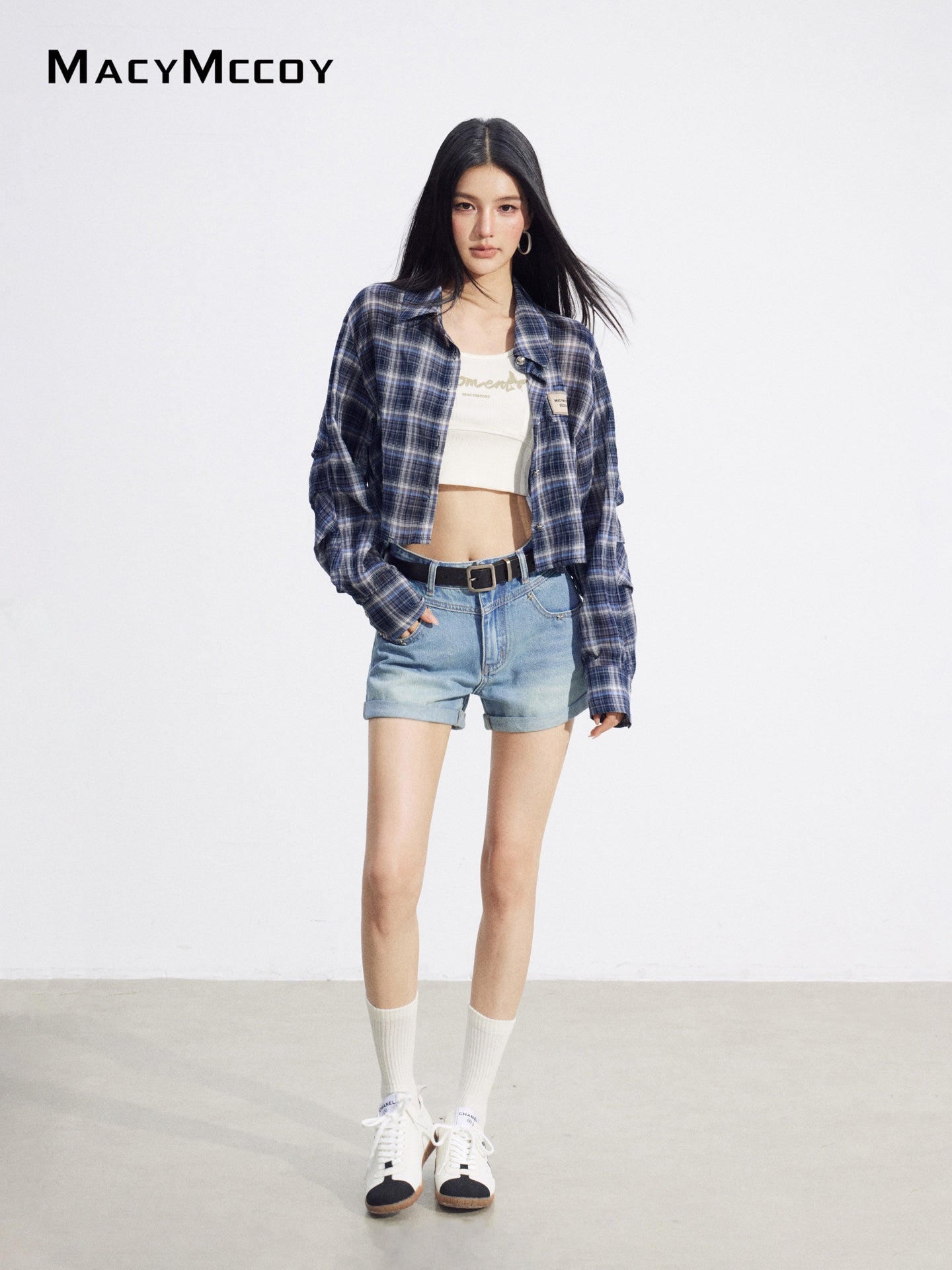 MacyMccoy MMC2026092 Cropped Plaid UV Shirt